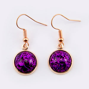 SPARKLEFEST - Girl You're Amazing - Stainless Steel Rose Gold Dangles- Purple Glitter (12621)