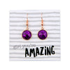 SPARKLEFEST - Dangles - Girl You're Amazing - Stainless Steel Rose Gold Earrings - Purple Glitter (12621)
