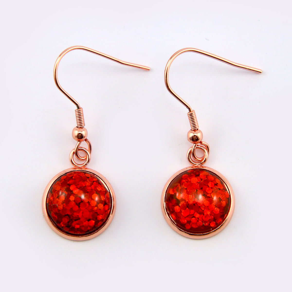 SPARKLEFEST - Wishing You Joy - Rose Gold Dangles - Red Glitter (11623)