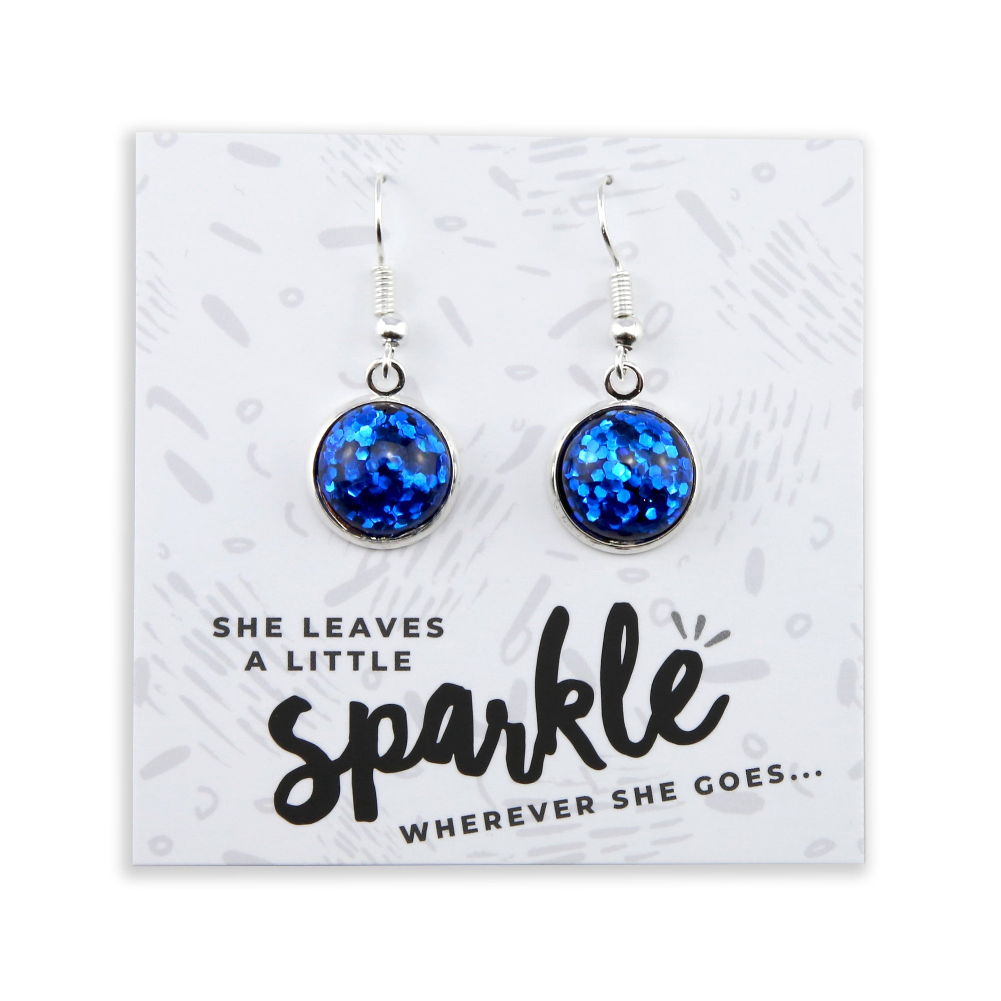 SPARKLEFEST - She Leaves A Little Sparkle - Stainless Steel Bright Silver Dangles - Cobalt (2106-R)