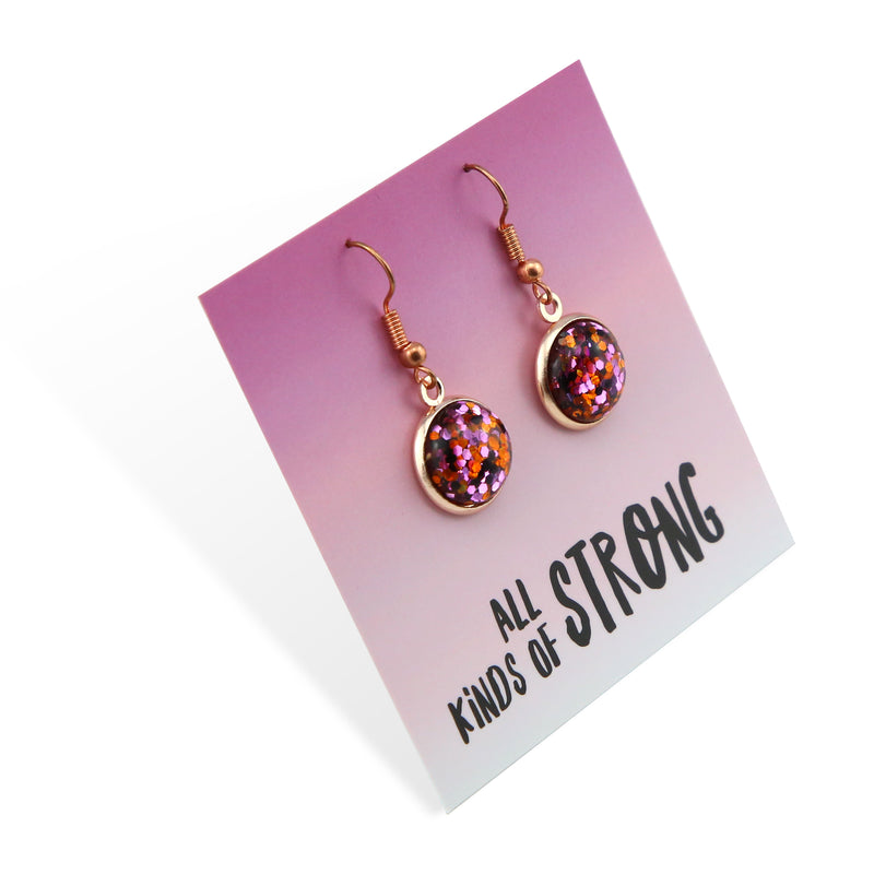 SPARKLEFEST - Dangles - All Kinds of Strong - Stainless Steel Rose Gold Earrings - Dazzle Pop (2104-R)