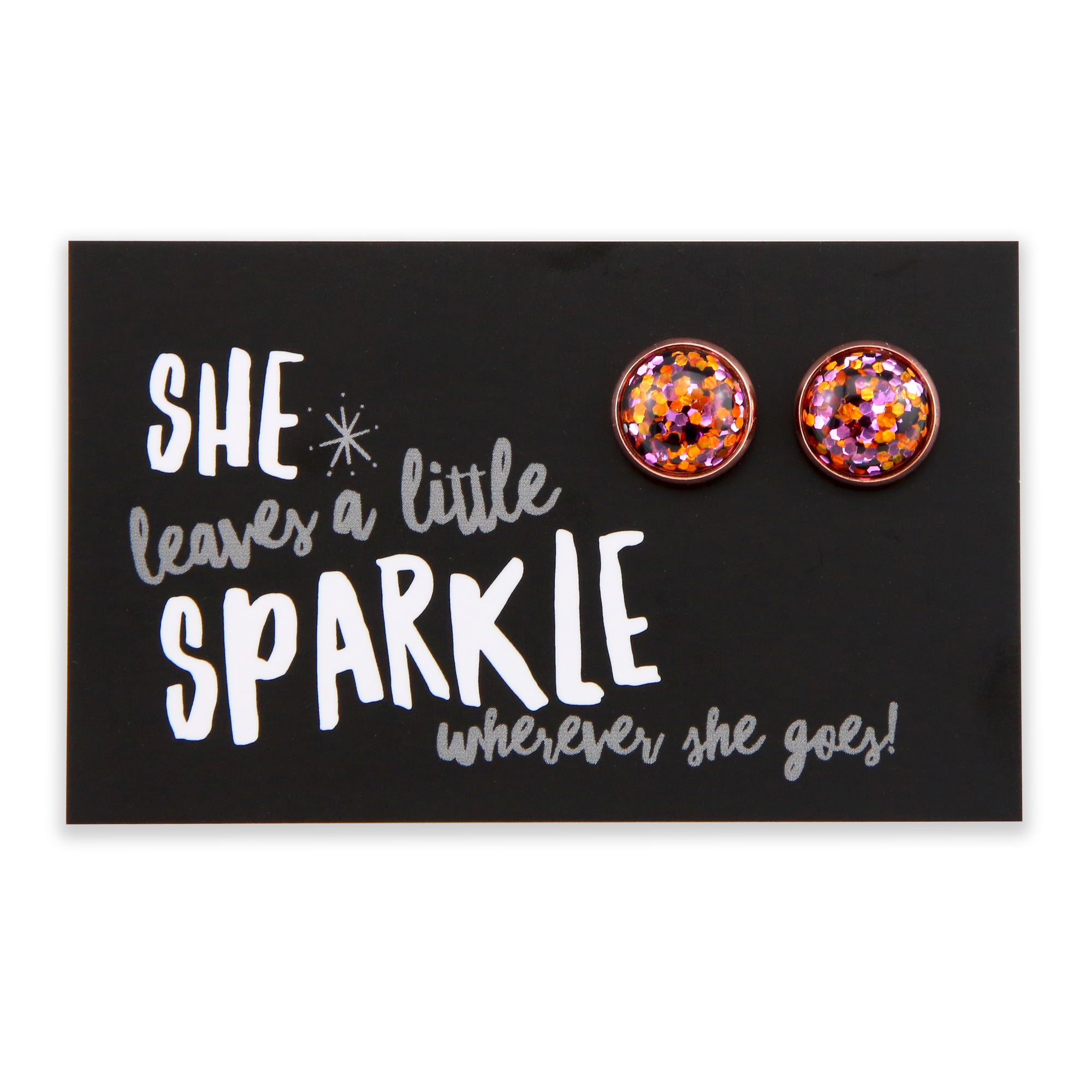 SPARKLEFEST - She Leaves A Little Sparkle - Rose Gold Stud Earrings - Dazzle Pop (2103-F)