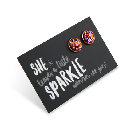 SPARKLEFEST - She Leaves A Little Sparkle - Rose Gold Stud Earrings - Dazzle Pop (2103-F)