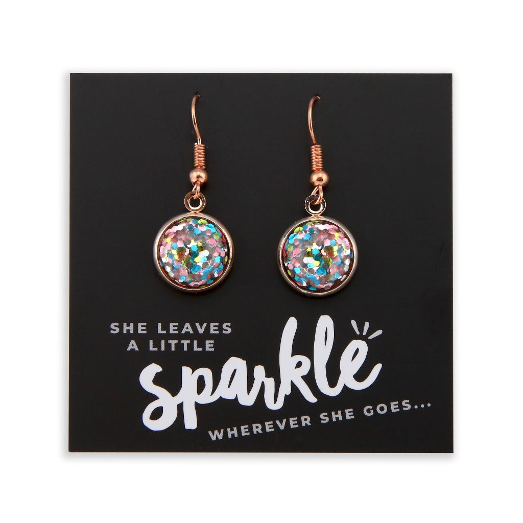SPARKLEFEST - She Leaves A Little Sparkle - Rose Gold Dangles - Glitter Pastels (9515)