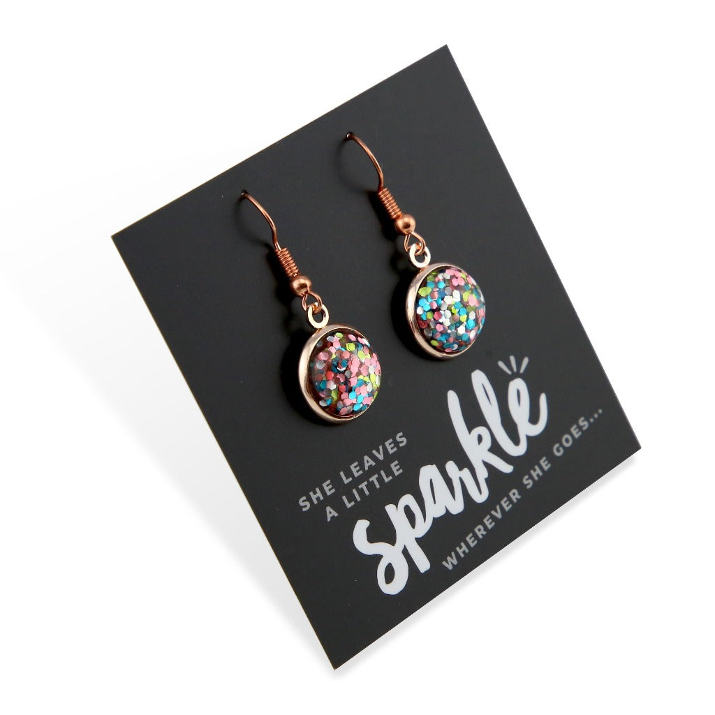 SPARKLEFEST - She Leaves A Little Sparkle - Rose Gold Dangles - Glitter Pastels (9515)