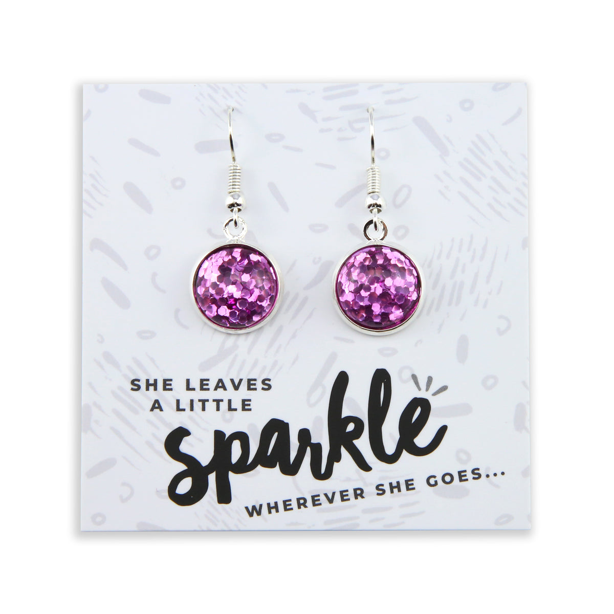 SPARKLEFEST - She Leaves A Little Sparkle - Stainless Steel Bright Silver Dangles - Violet Pop (2107-R)