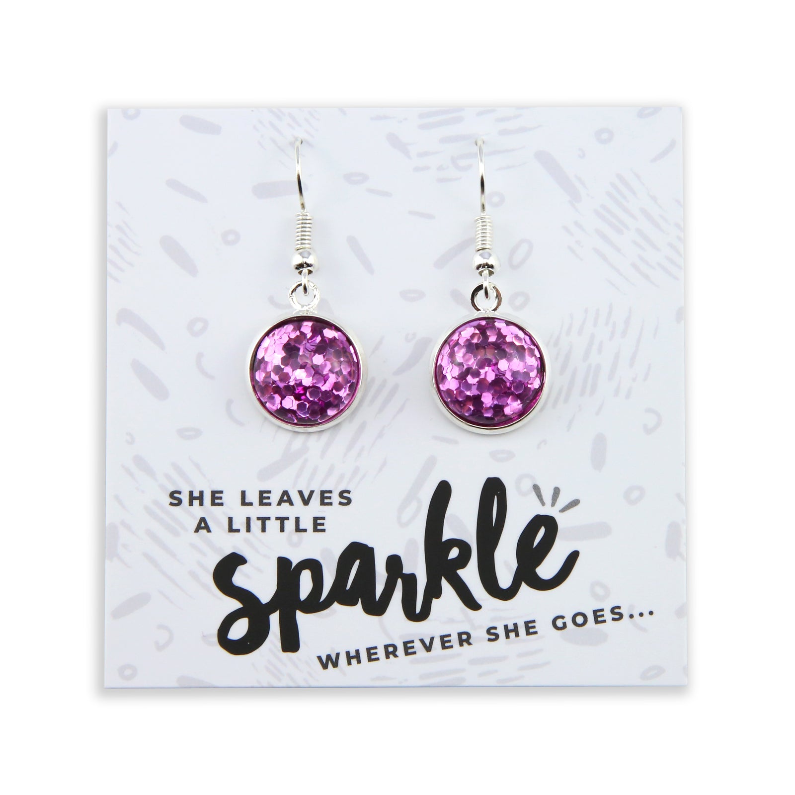 SPARKLEFEST - She Leaves A Little Sparkle - Stainless Steel Bright Silver Dangles - Violet Pop (2107-R)