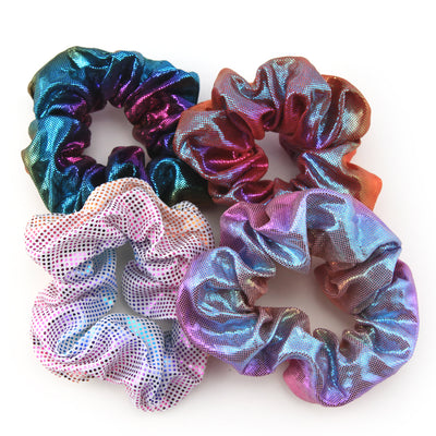Sparkly Metallic Rainbow SCRUNCHIES 4 pack - Sparkle Pack (S09)