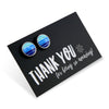 Blue Stripe Resin - Thank You For Being So Amazing- Vintage Silver surround Circle Studs - Blues (9715)