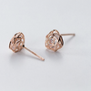 Rose Flower Stud with Cubic Zirconia - Sterling Silver Rose Gold - So Loved (9413-R)