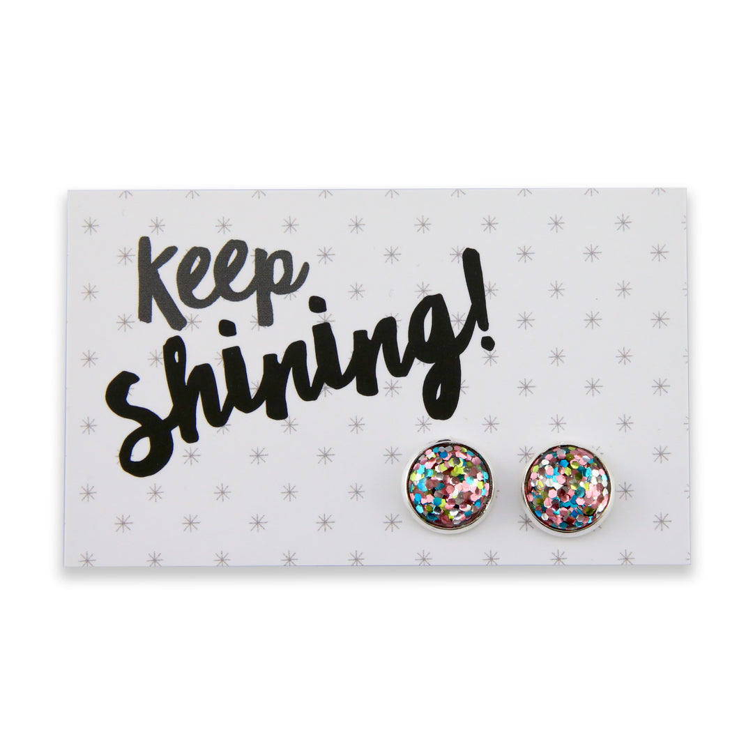 SPARKLEFEST - Keep Shining - Silver 12mm Circle Studs - Pastel Pizazz (9417)