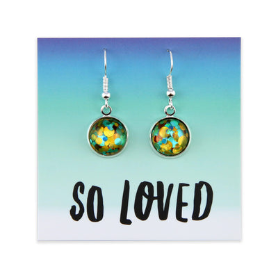 SPARKLEFEST - So Loved - Bright Silver Dangle - Big Glitter Teal, Rust & Gold Party (11112)