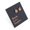 Rose Gold Stainless Steel Apple Shaped Studs on A foil teach love inspire card.