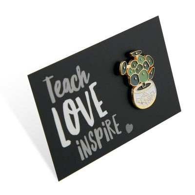 Plant Pins! Teach Love Inspire - Pretty Pot Enamel Badge Pin - (9115)