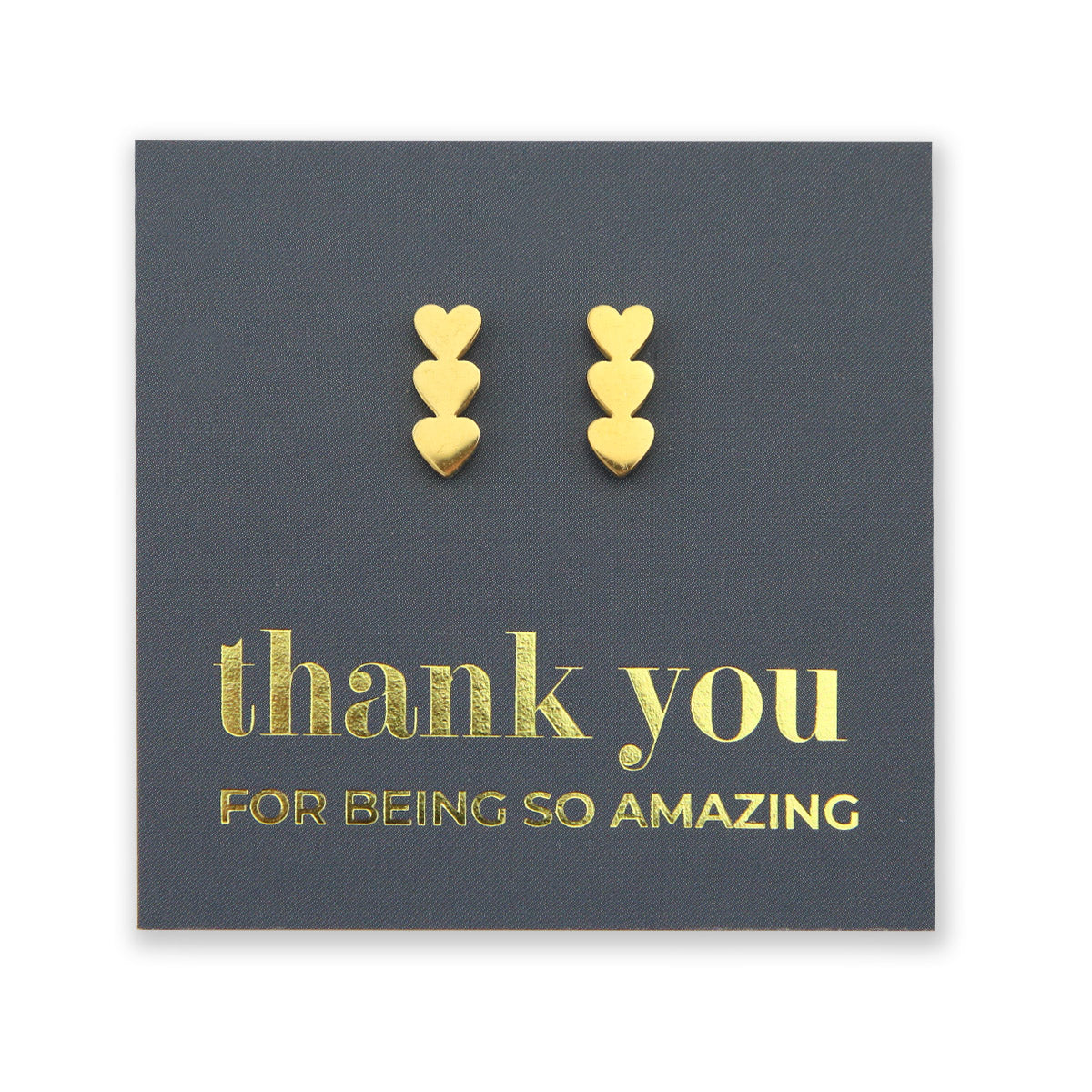 Stainless Steel Earring Studs Thank You For Being So Amazing HEART STACK gold, silver, rose gold and black