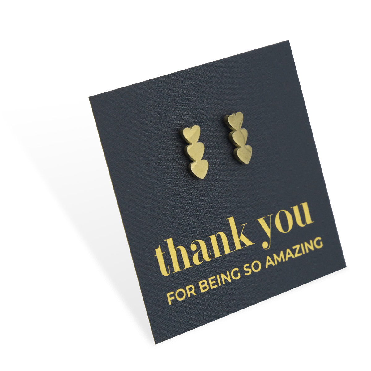 Stainless Steel Earring Studs Thank You For Being So Amazing HEART STACK gold, silver, rose gold and black
