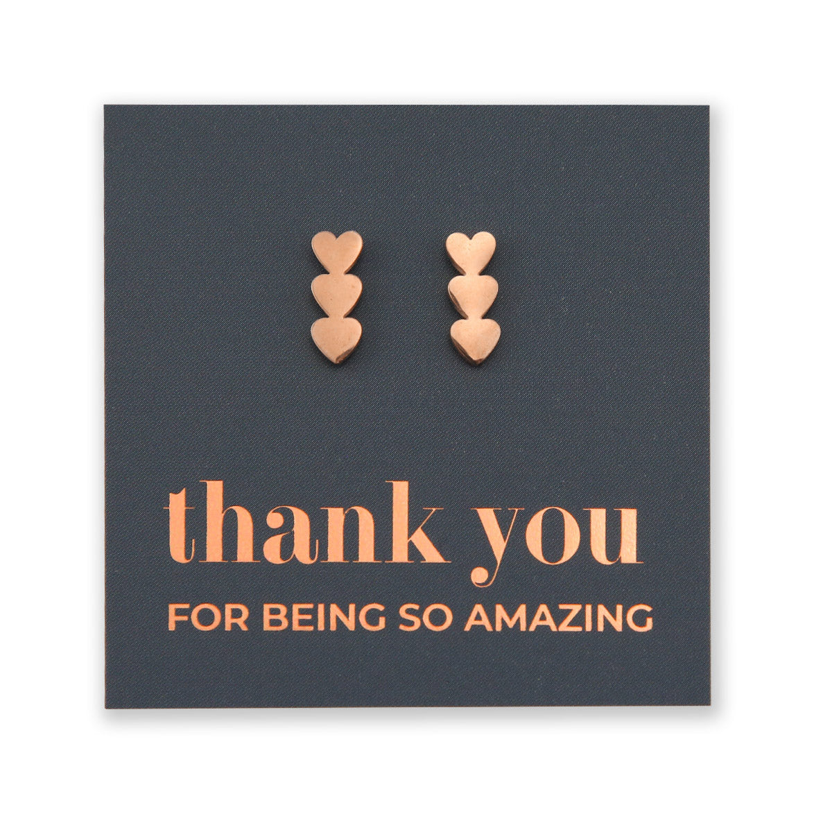 Stainless Steel Earring Studs Thank You For Being So Amazing HEART STACK gold, silver, rose gold and black