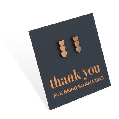 Stainless Steel Earring Studs Thank You For Being So Amazing HEART STACK gold, silver, rose gold and black
