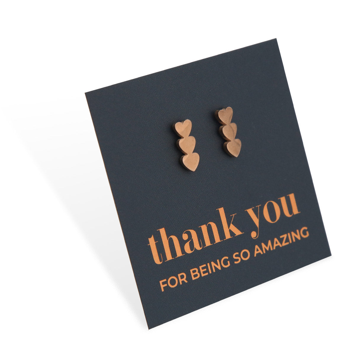 Stainless Steel Earring Studs - Thank You For Being So Amazing - HEART DROPS