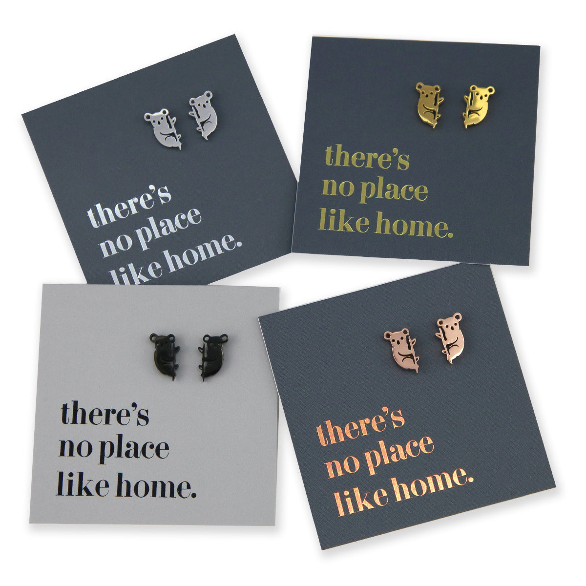Stainless Steel Earring Studs No Place Like Home KOALAS gold, silver, rose gold, black