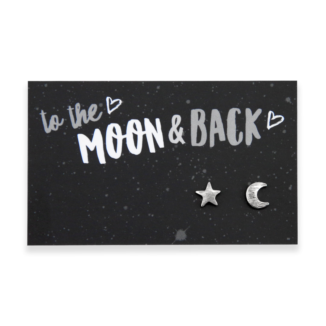TO THE MOON & BACK - Plated Stud Earrings - Silver (9707)