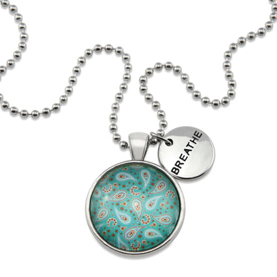 BOHO Collection - Vintage Silver 'BREATHE' Necklace - Tranquil (11312)