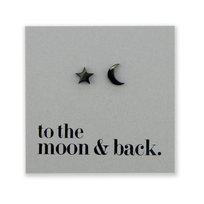 Stainless Steel Earring Studs To The Moon And Back STAR & MOON