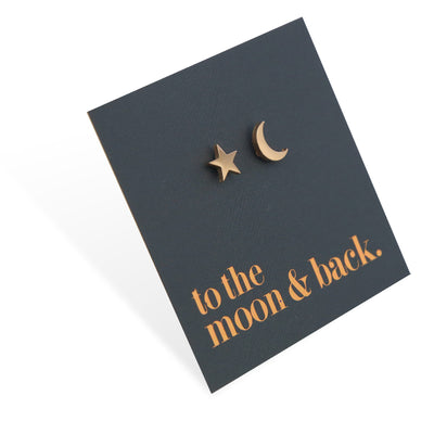 Stainless Steel Earring Studs - To The Moon And Back - STAR & MOON