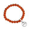 Stone Bracelet - Vivid Orange Agate Stone 8mm Beads - With Silver Word charm