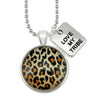 The STRONG WOMEN Collection - Bright Silver 'LOVE MY TRIBE' Necklace - Wild Thing Leopard (10864)