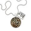 The STRONG WOMEN Collection - Bright Silver 'LOVE MY TRIBE' Necklace - Wild Thing Leopard (10864)