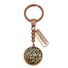 Leopard print keyring set in rose gold with strength charm