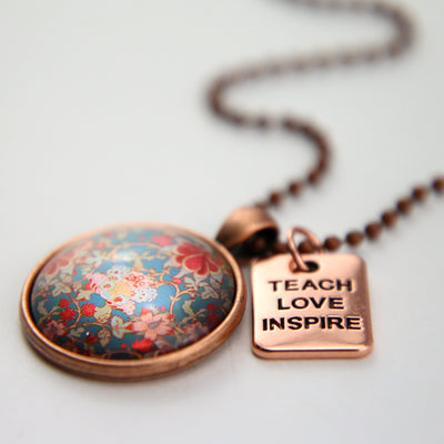 BOHO Collection - Vintage Copper 'TEACH LOVE INSPIRE' Necklace - Willow (10525)