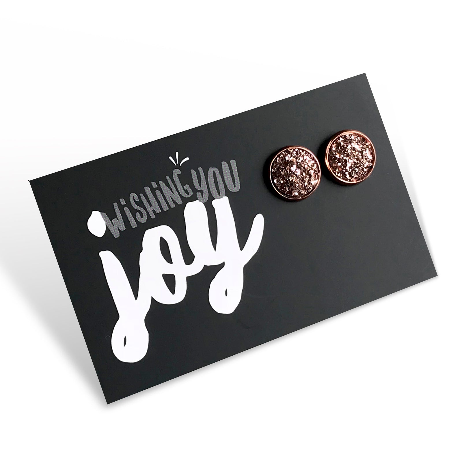 SPARKLEFEST - Wishing You Joy - Rose Gold 12mm Circle Studs - Druzy (8804)