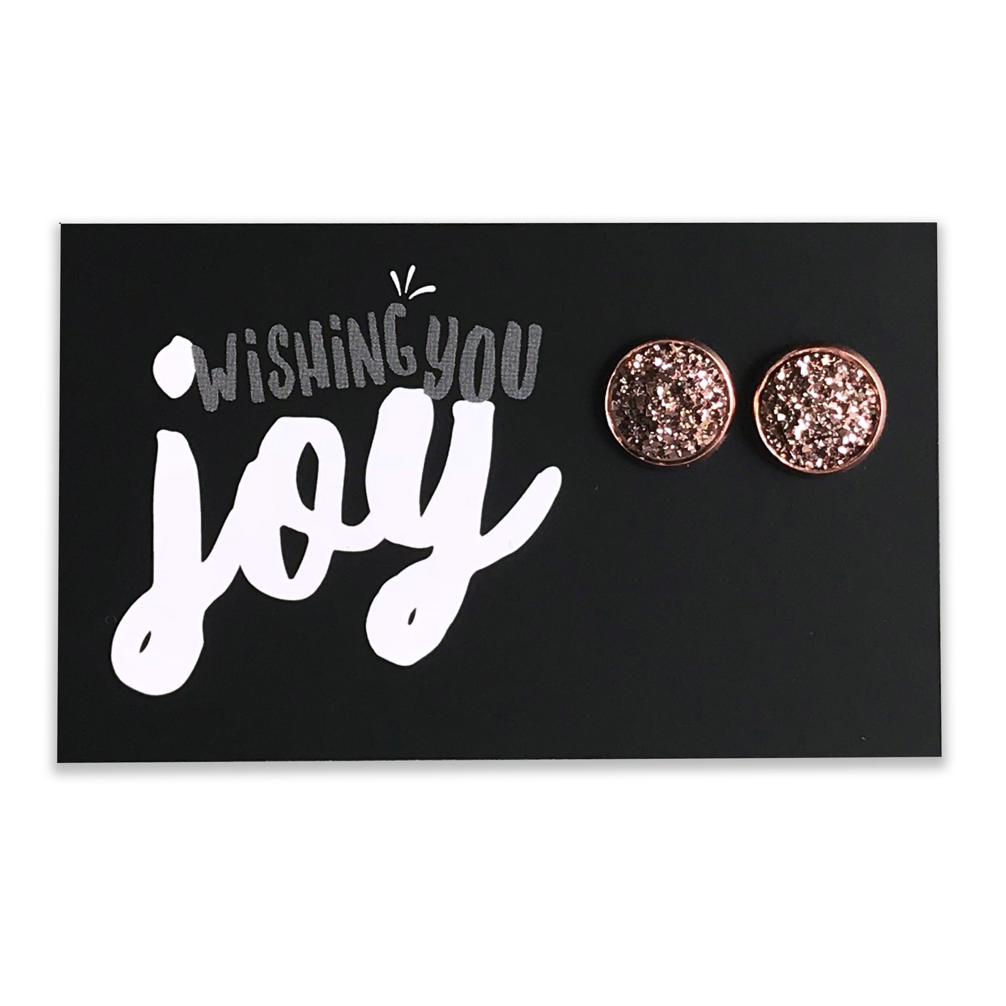 SPARKLEFEST - Wishing You Joy! Rose Gold Druzy in Rose Gold Earrings (8804)