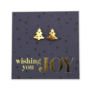 Stainless Steel Earring Studs - Wishing You Joy - CHRISTMAS TREE