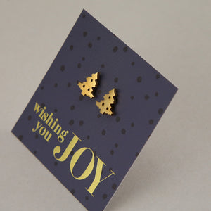 Stainless Steel Earring Studs - Wishing You Joy - CHRISTMAS TREE