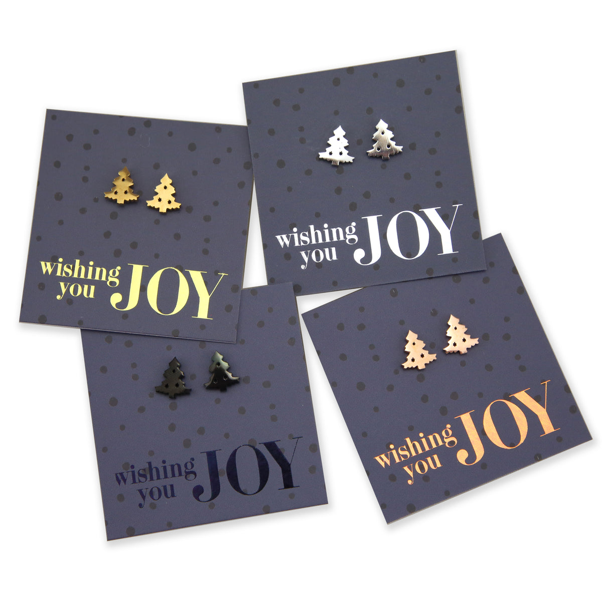 Stainless Steel Earring Studs - Wishing You Joy - CHRISTMAS TREE