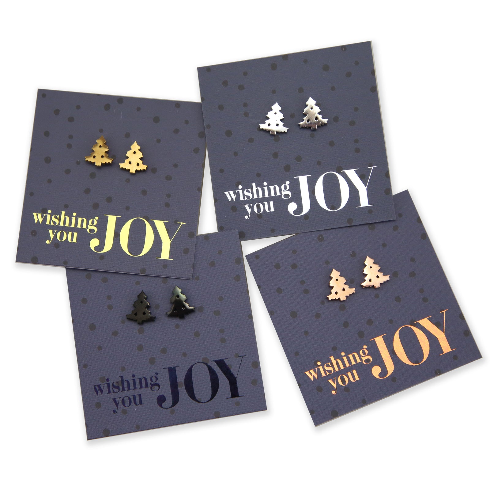 Stainless Steel Earring Studs - Wishing You Joy - CHRISTMAS TREE
