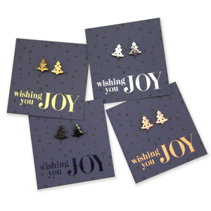 Stainless Steel Earring Studs - Wishing You Joy - CHRISTMAS TREE