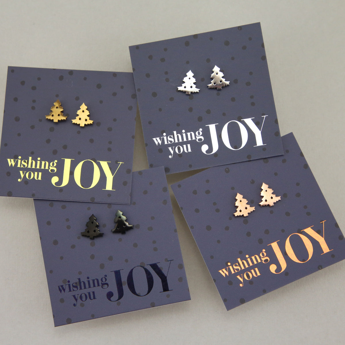 Stainless Steel Earring Studs - Wishing You Joy - CHRISTMAS TREE