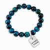 Precious Stones - Teal Tigers Eye 10mm bead bracelet - with Word Charms (3004)