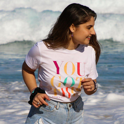 YOU GOT THIS - Boxy Tee - White with Colourful Print