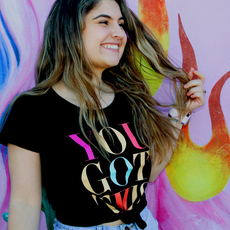 YOU GOT THIS Tee - Black Scoopy - Colourful Print