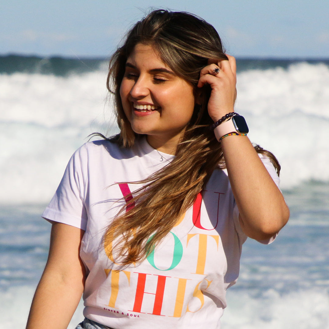 YOU GOT THIS - Boxy Tee - White with Colourful Print