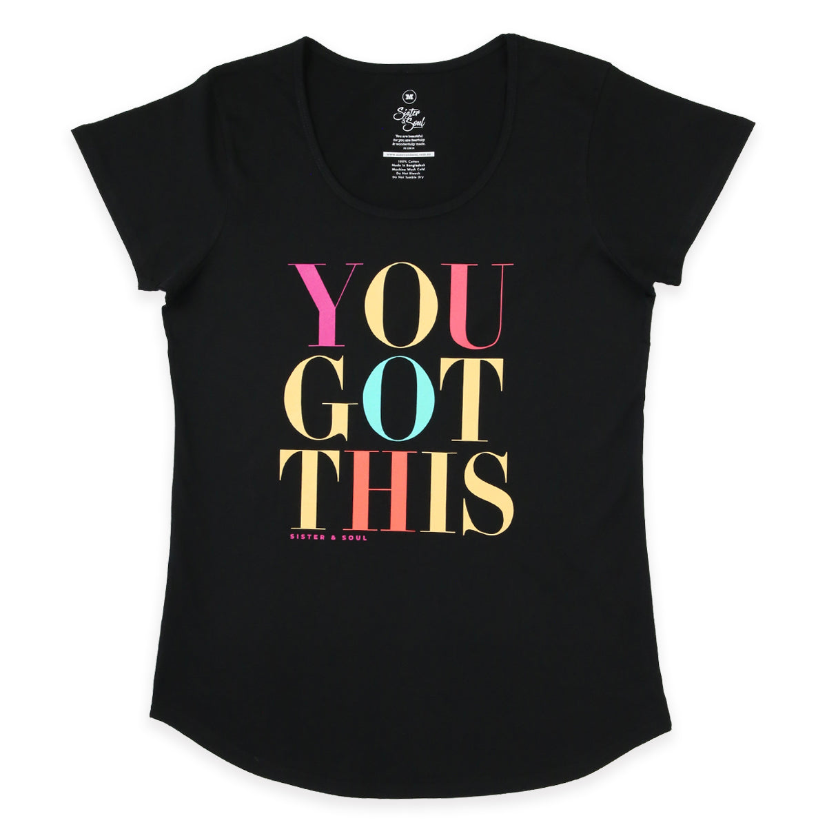 YOU GOT THIS Tee - Black Scoopy - Colourful Print