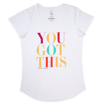 YOU GOT THIS Tee - White Scoopy - Colourful Print