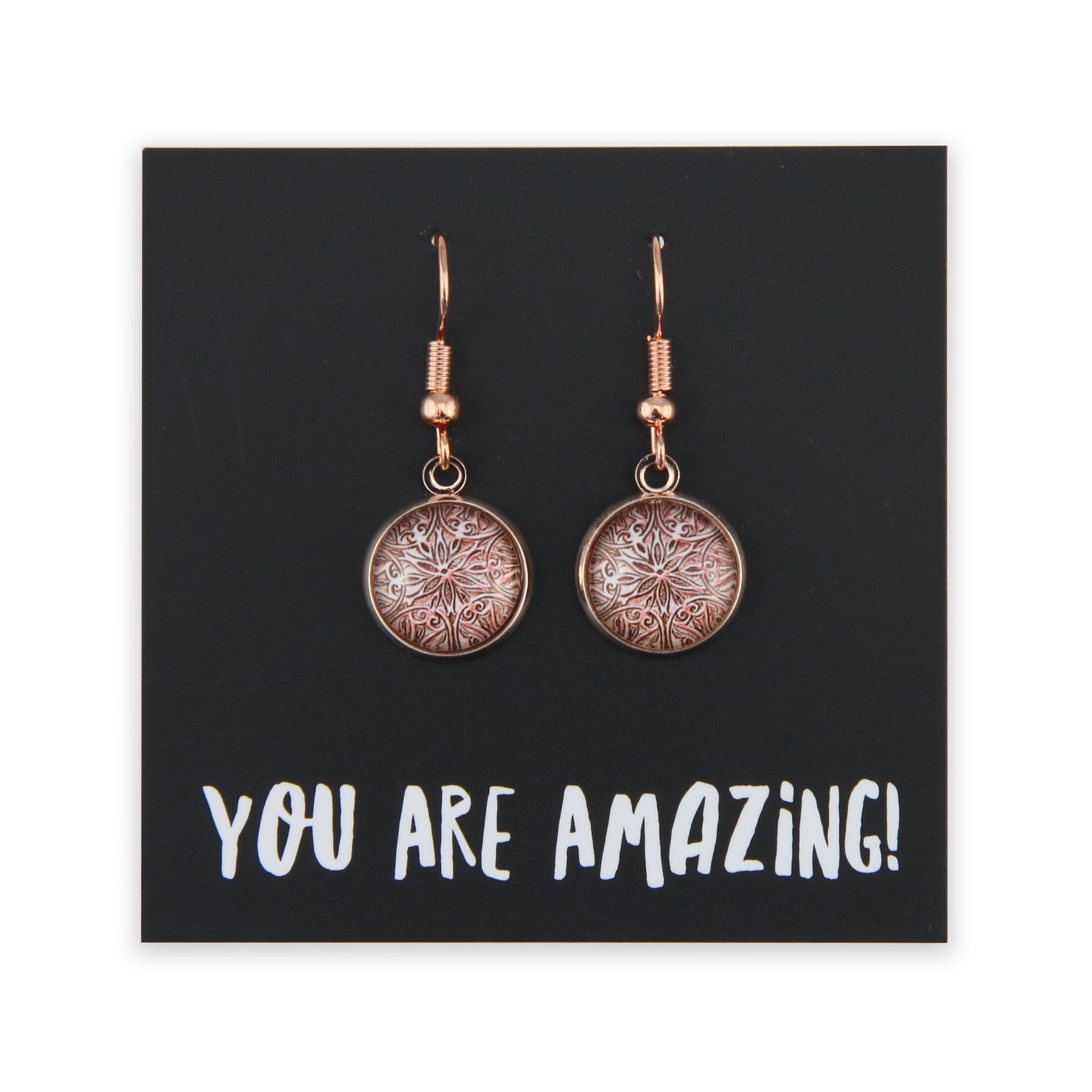 The STRONG WOMEN Collection - You Are Amazing - Rose Gold Dangle Earrings - Lionhearted Rose (11213)