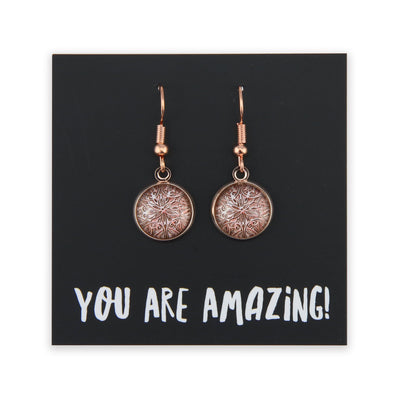 The STRONG WOMEN Collection - You Are Amazing - Rose Gold Dangle Earrings - Lionhearted Rose (9310)