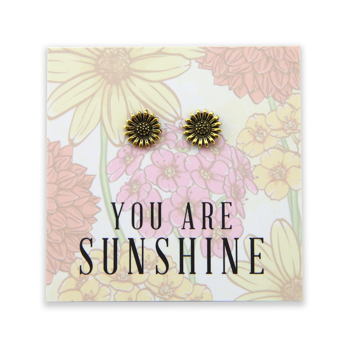 Wildflower Collection - You Are Sunshine - Sunflower Earring Studs - Bright Gold (8606-F)